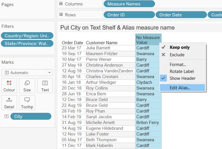 How to remove the abc column in Tableau TAR Solutions