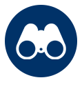 blue circle icon with binoculars