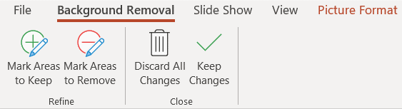 Toolbar of PowerPoint background removal