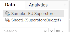 two data sources connected to Tableau workbook