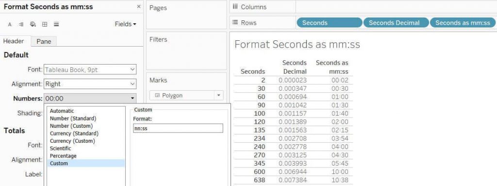Showing seconds as minutes and seconds in Tableau