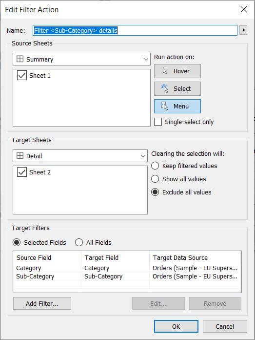 Set up Tableau Action filter to open in same tab TAR Solutions