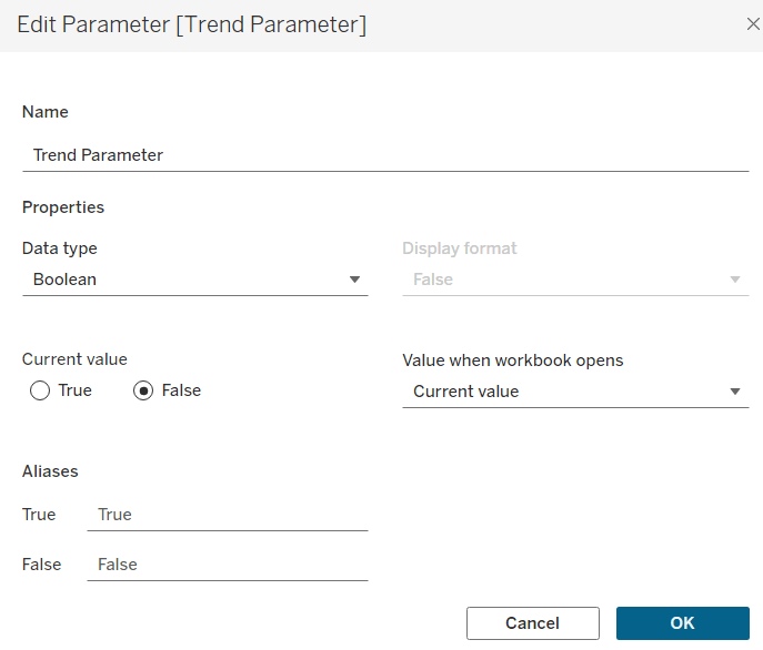 Creating a boolean parameter in Tableau