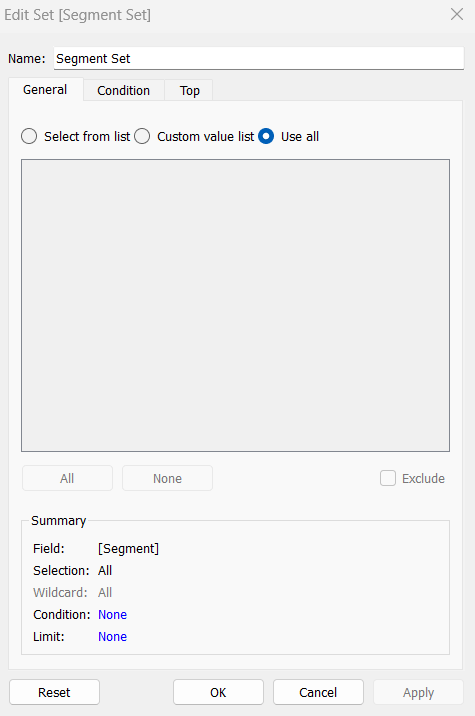 Create a set in Tableau